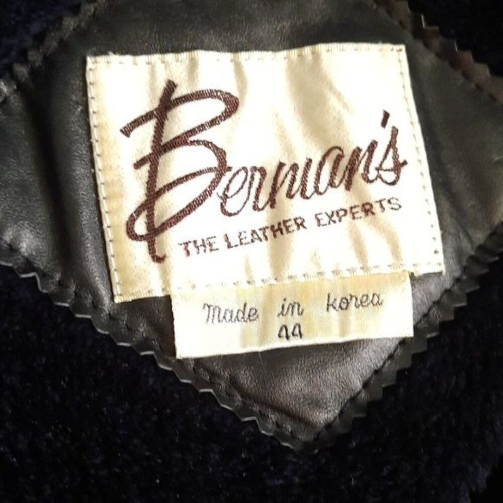 Berman Black Heavy Weight 3 Button 4 Pocket Leather Blazer Jacket Size 44 - Picture 7 of 11